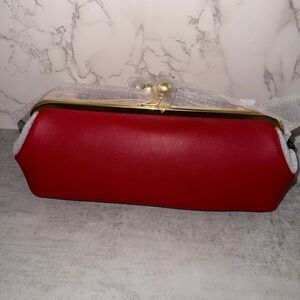 COACH Kisslock Frame Bag 30 Shoulder Bag In Leather/Brass/Poppy Red CFL83 NWT